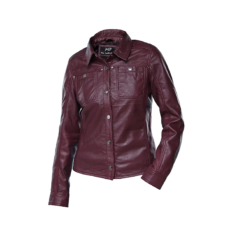 Women's Burgandy Shirt Style Leather Jacket Denim Jacket Leather Jacket Suede Jacket