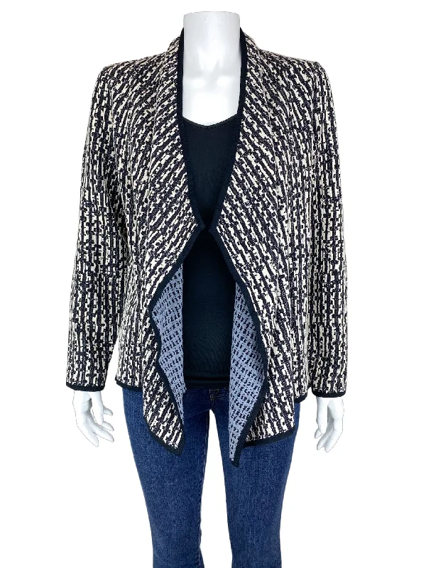 Nic+Zoe, Women's Jacquard Knit Open Cardigan, Black/Ivory, Size Petite M Long Cardigan Short Cardigan Medium Cardigan