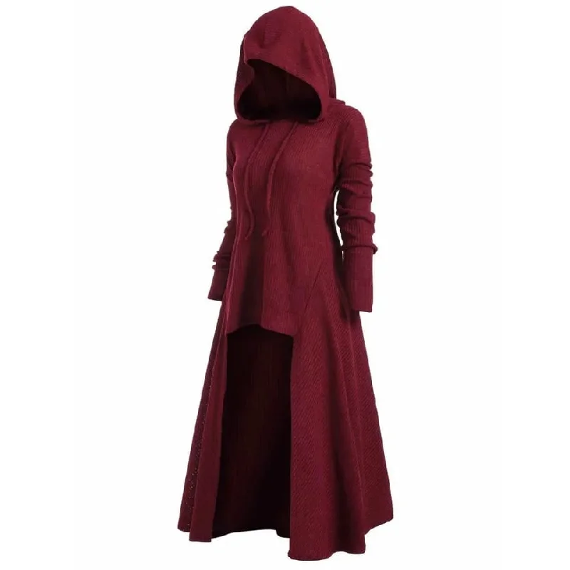 Gothic Punk Jacket Women Red Hooded Plus size Winter L S4072672 Cotton Fabric Linen Fabric Terry Fabric