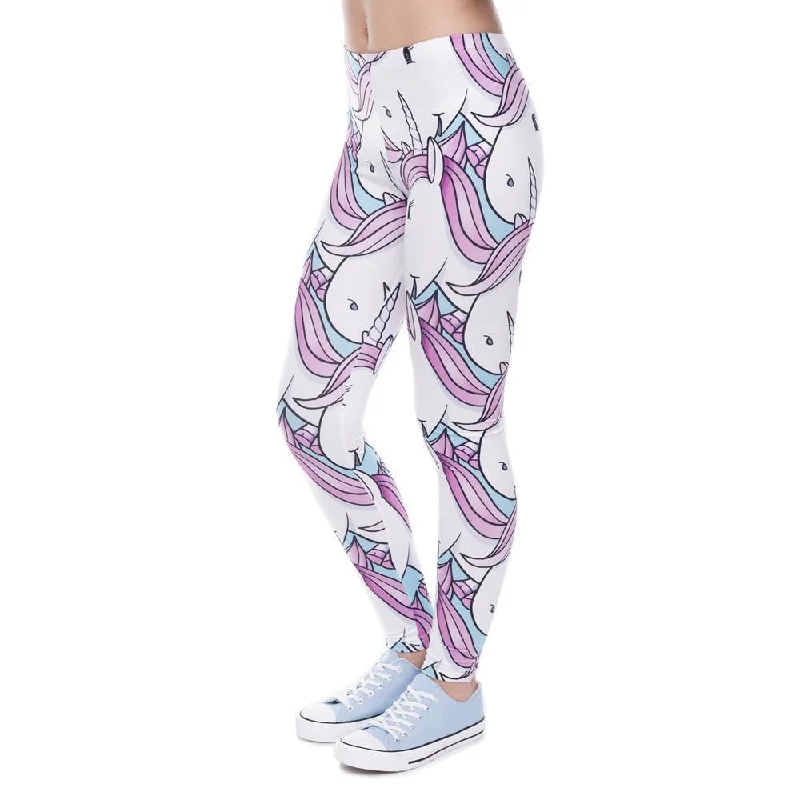 Women Leggings Digital Printed Trousers Pink White Unicorn Legging Slim High waist Legins Women Pants Trousers Leisure Comfortable