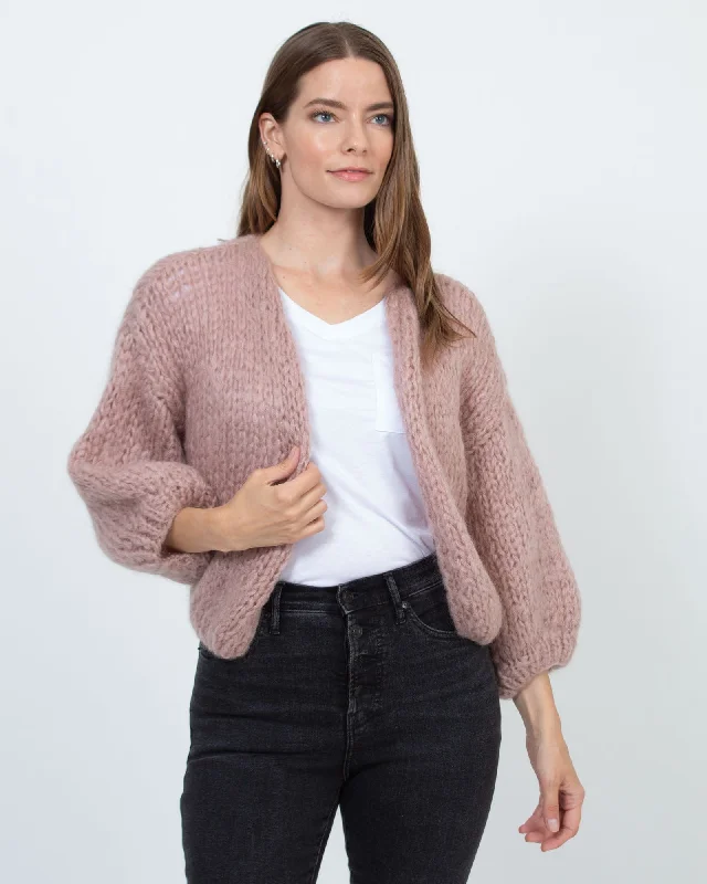 Antique Pink Bomber Cardigan Terry Terry Cloth Terry Knit