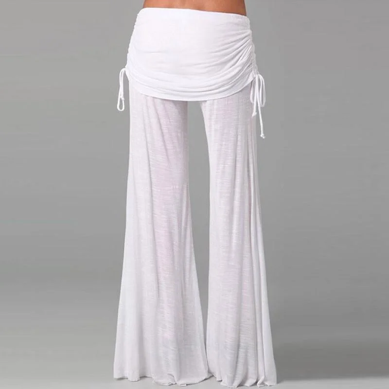 Women Wide Leg Pants High Waist Flare Dance Pants Trousers For Women Pantalones Mujer Pantskirt Loose Long Harem Danling Pants Trousers chic fashionable