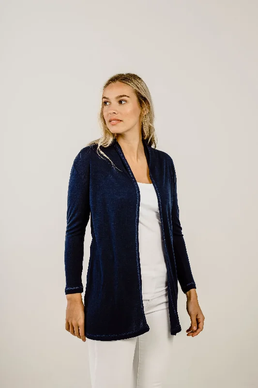 Merino Wrap Cardigan Notch Collar Peter Pan Collar Cowl Neck