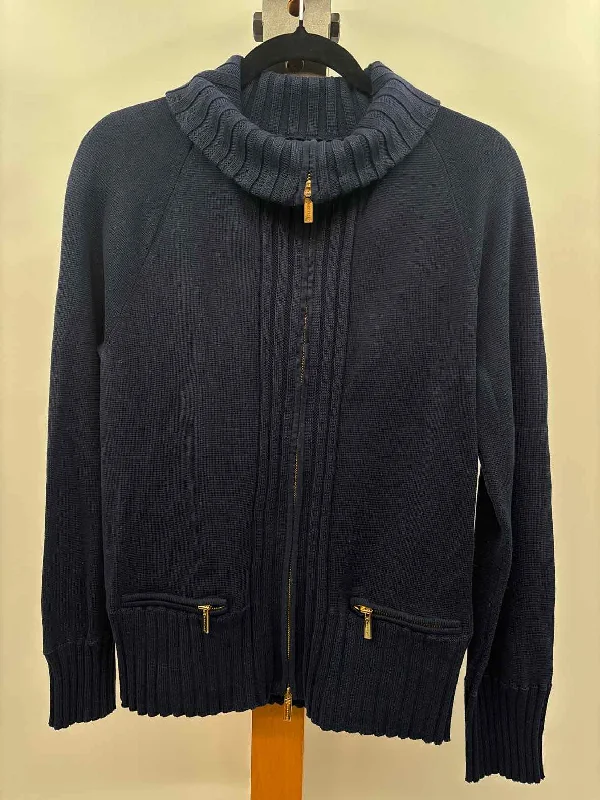 Jones New York Women's Size XL Navy Solid Jacket A-Line Jacket Boat Neck Shawl Collar