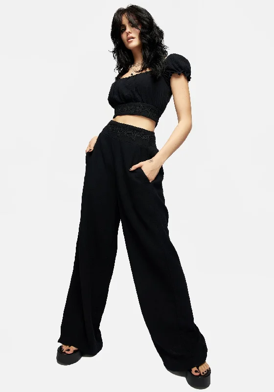 Vine Textured Wide Leg Trouser Trousers practical easy-care