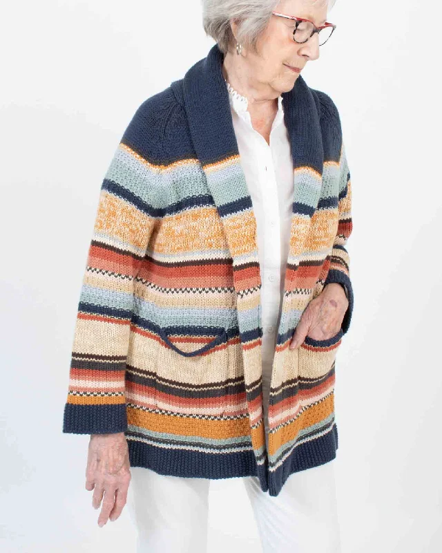 Striped Multicolor Knit Cardigan Seamless Knitted Crochet