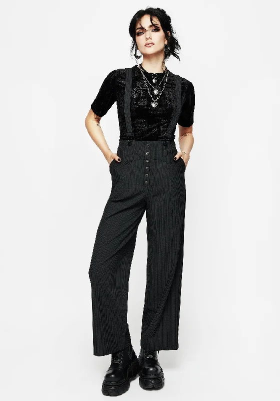 Tilda High Waist Wide Leg Pinstripe Suspender Trousers Trousers Silk Elegant