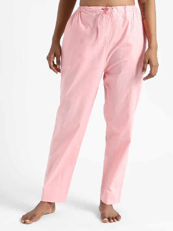 LivBio Women's Pants | Rose Pink | 100% Organic Cotton | Naturally Dyed Trousers | Slim Fit Trousers Gym Athletic