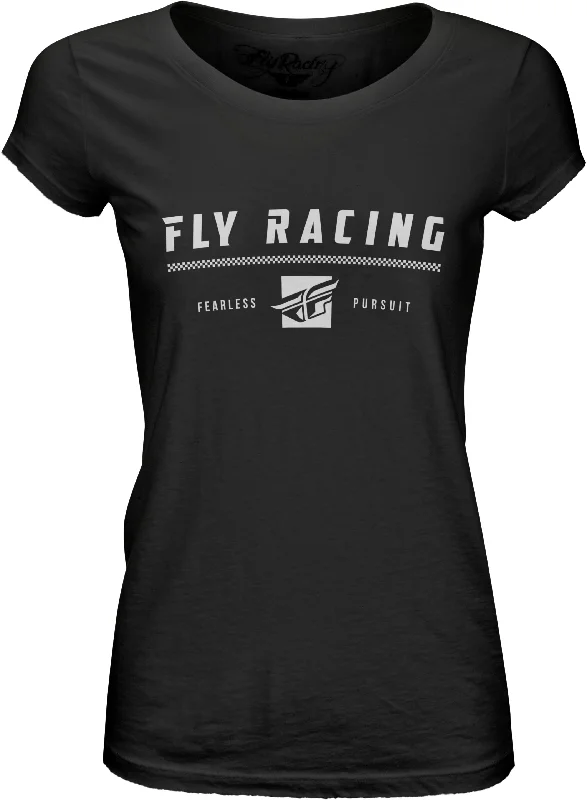 FLY RACING Fly Women's Pursuit Vintage Tee Black Lg 356-0430L Houndstooth Herringbone Solid