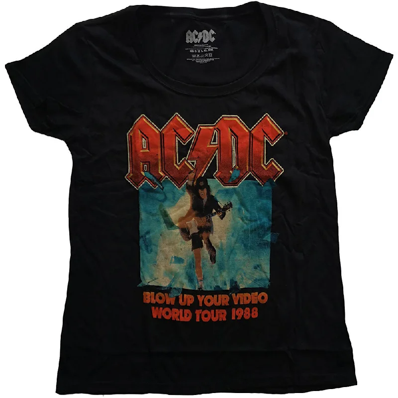 AC/DC Blow Up Your Video Ladies T-Shirt Zippered Buttoned Snapped