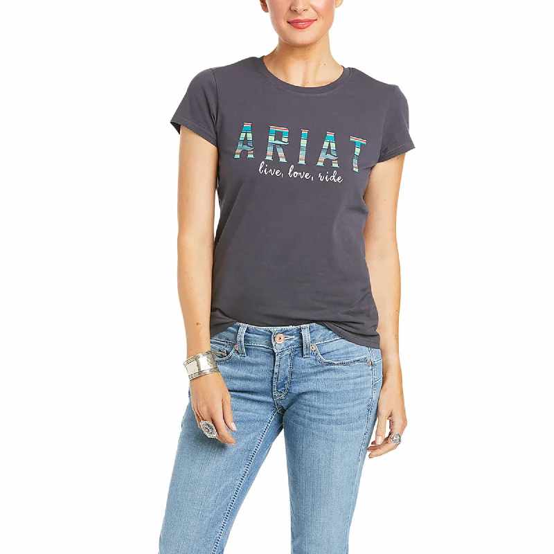 Ariat Ladies R.E.A.L Oasis Periscope Short Sleeve T-Shirt 10035033 Mesh Fabric Canvas Fabric Denim Fabric