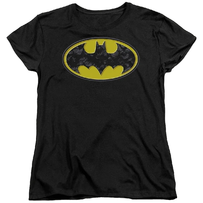 Batman Bats In Logo - Women's T-Shirt Welt Pockets Slit Pockets