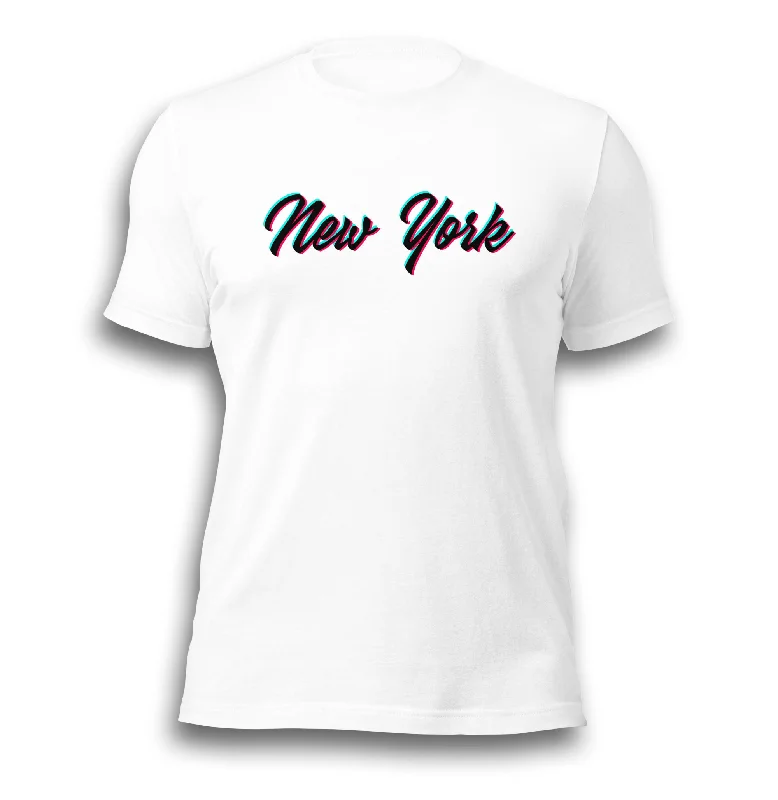 CHROMATIC NEW YORK WHITE UNISEX T-SHIRT Jersey Fabric Tulle Fabric Batik Fabric