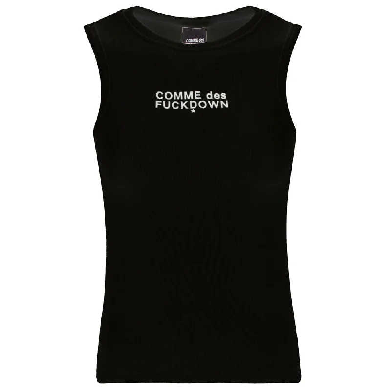 Comme Des Fuckdown Black Cotton Tops & T-Shirt Modern Contemporary Chic