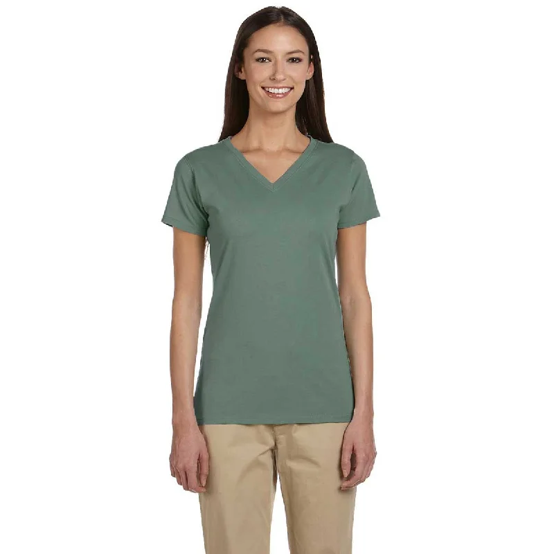 Econscious Women's Blue Sage Organic Cotton Short-Sleeve V-Neck T-Shirt Layered Multi-layer Single Layer