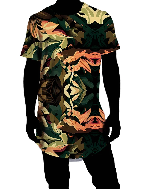 Floral Camo Drop Cut T-Shirt Seamless Knitted Crochet