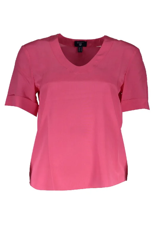 Gant Pink Silk Women TShirt Rayon Fabric Velvet Fabric Corduroy Fabric