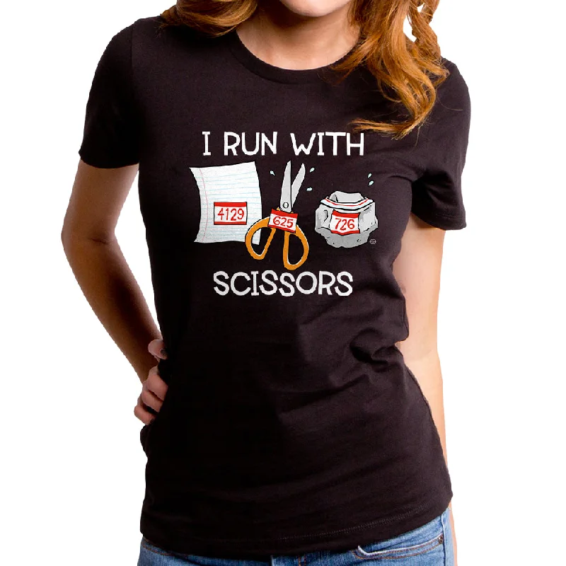 I Run with Scissors Women's T-Shirt Collared Crew Neck Turtle Neck