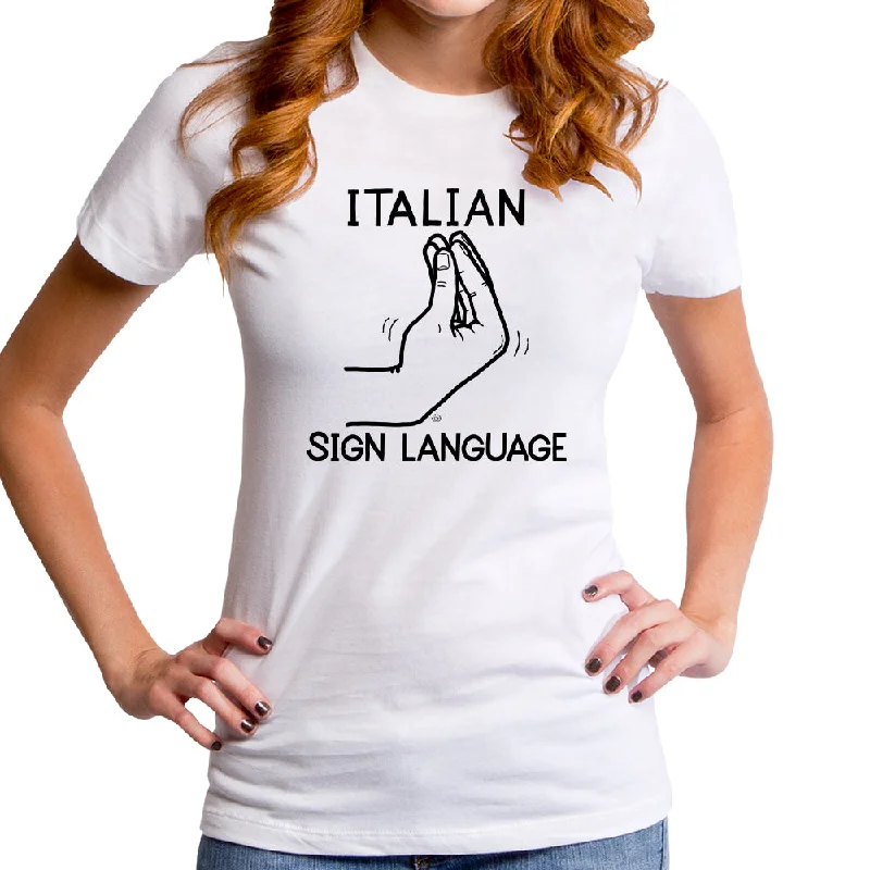 Italian Sign Language Women's T-Shirt Seamless Knitted Crochet