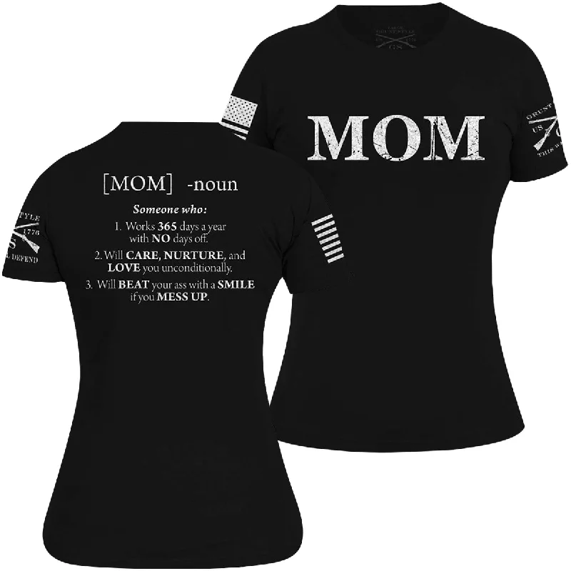 Grunt Style Women's Mom Defined T-Shirt - Black Cotton Fabric Linen Fabric Terry Fabric