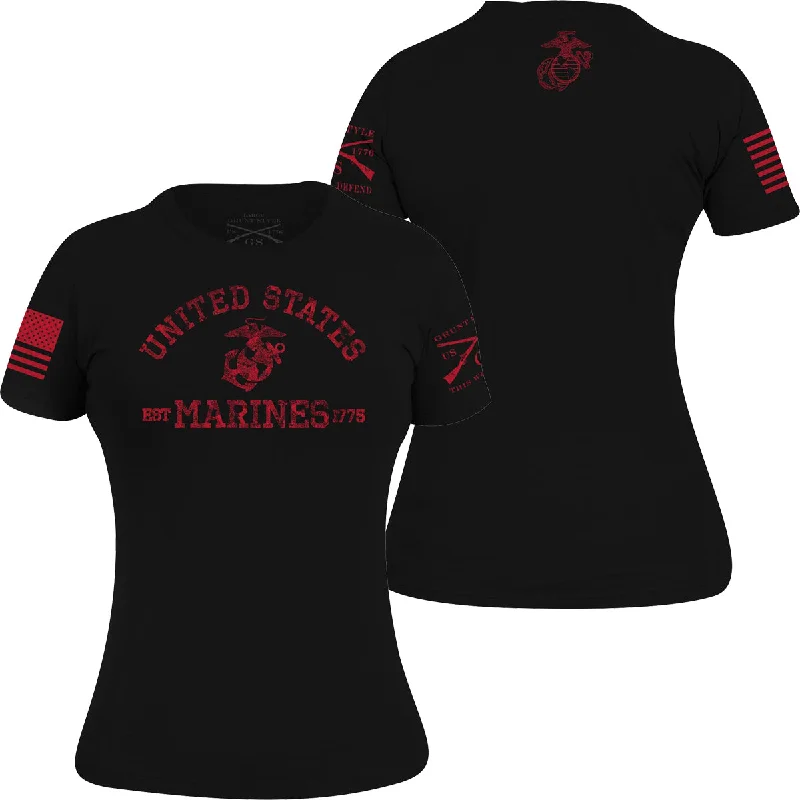 Grunt Style Women's USMC - Est. 1775 T-Shirt Houndstooth Herringbone Solid