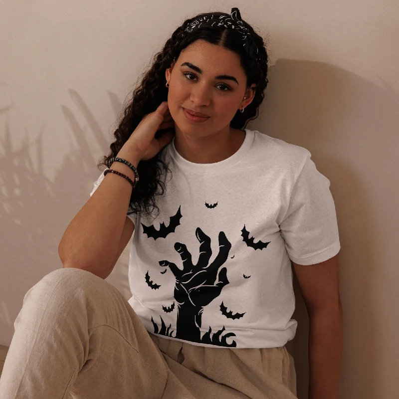 Hand Halloween Graphic Women Staple Eco T-Shirt Basic T-Shirt Crew Neck Short Sleeve