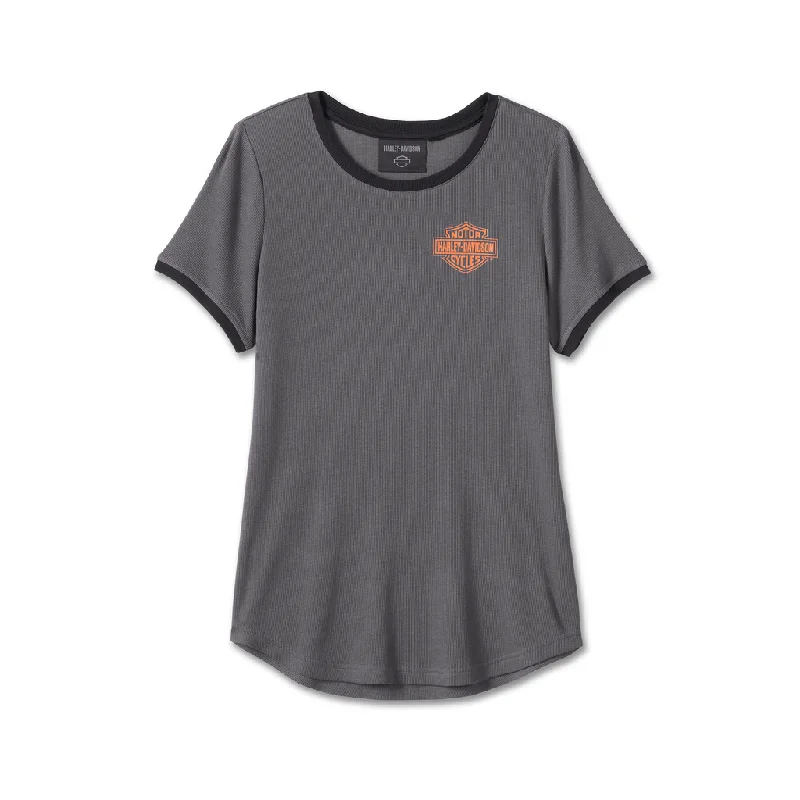 HARLEY-DAVIDSON® WOMEN'S SCREAMIN' EAGLE® RINGER TEE // 96116-24VW Notch Collar Peter Pan Collar Cowl Neck