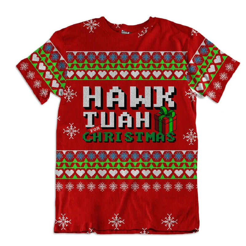 Hawk Tuah For Christmas Unisex Tee Asymmetrical Pockets Print