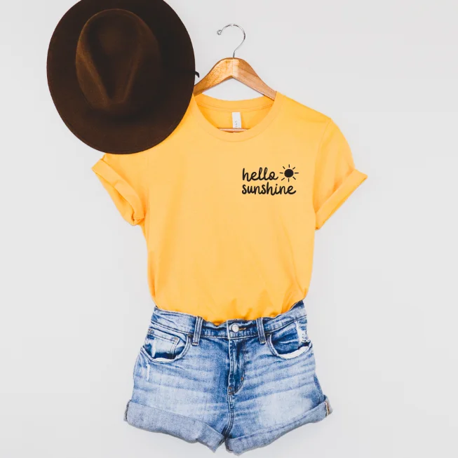 Hello Sunshine • Gold Tee Boxy Fit Fitted Loose