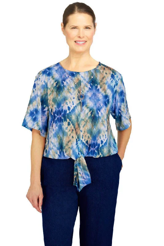 Indigo Daze Tie Dye Shirt Petite Chenille Blend Fleece Blend Nylon Blend