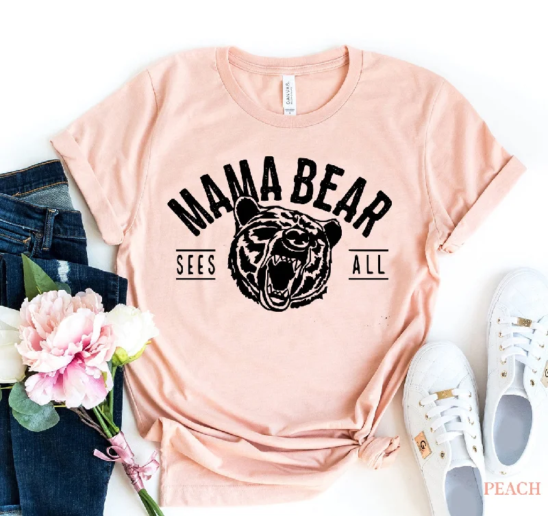 Mama Bear T-shirt Ribbed Striped Patterned