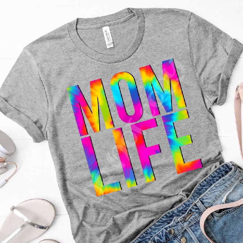 Mom Life in Tie Dye Tshirt Lace Blend Ribbed Blend Corduroy Blend