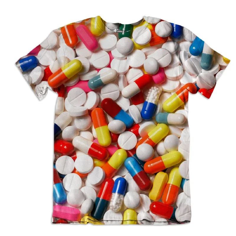 Pills Unisex Tee Thin T-Shirt Open Front Quick Dry