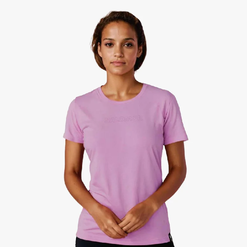 Salomon Womens Minimal Short Sleeve Tee Pastel Lavender Graphic Embroidered Appliqued