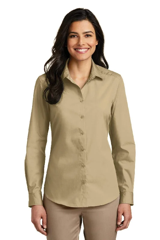 Port Authority Ladies Long Sleeve Carefree Poplin Shirt. LW100 Jersey Fabric Tulle Fabric Batik Fabric