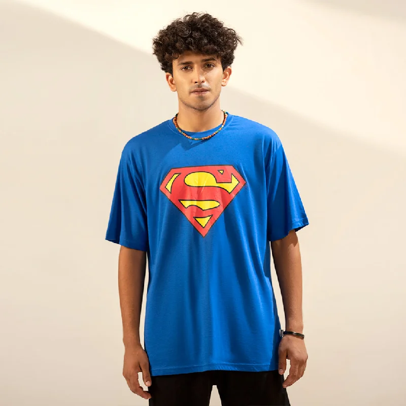 Superman Oversize Unisex T-shirt Mesh Blend Leather Blend Suede Blend