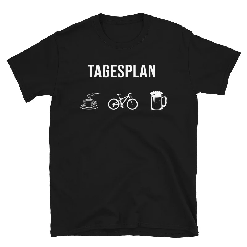 Tagesplan Kaffee, Fahrrad Und Bier - T-Shirt (Unisex) Front Pockets Side Pockets Patch Pockets