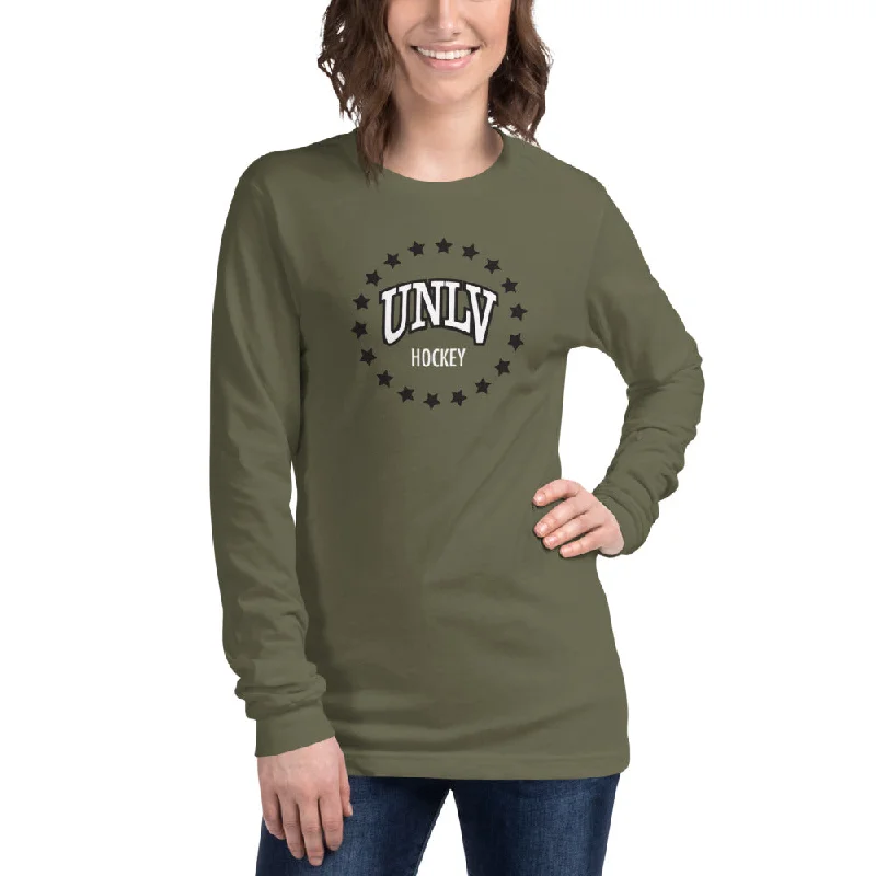 UNLV Hockey Stars Short-Sleeve Unisex Long Sleeve Tee Embroidered Appliqued Beaded