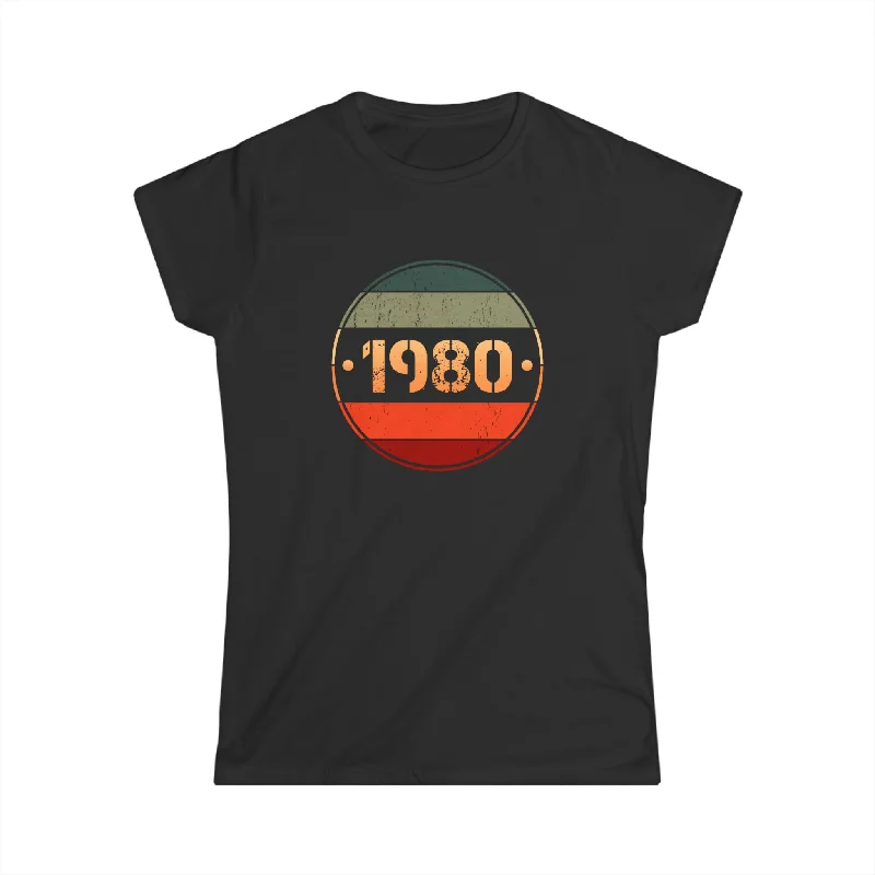 Vintage 1980 Limited Edition 1980 Birthday Shirts for Women Shirts for Women Plaid T-Shirt Polka Dot Checkered