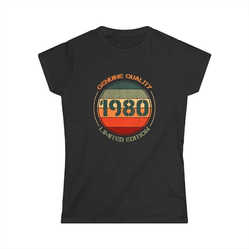 Vintage 1980 T Shirts for Women Retro Funny 1980 Birthday Womens T Shirt Terry Blend Velvet Blend Canvas Blend