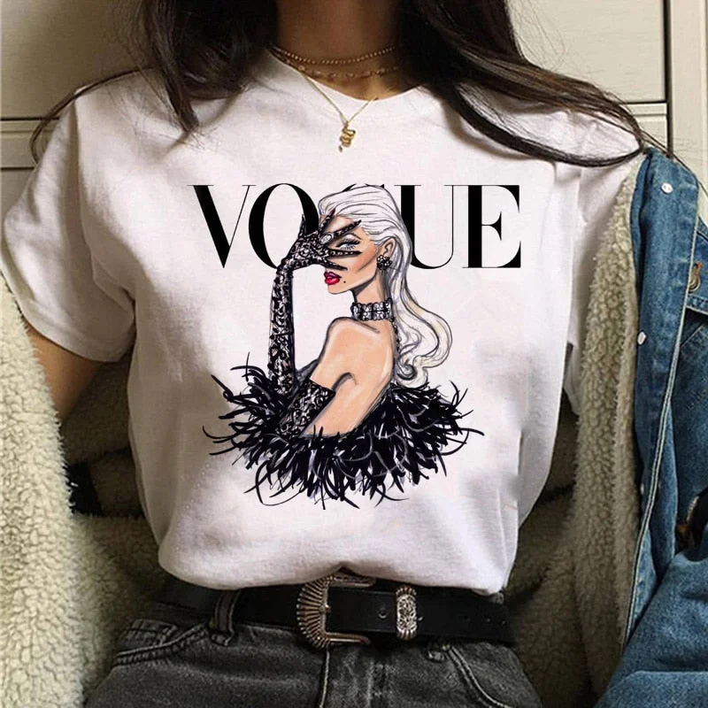 vogue princess t shirt aesthetic women fashion girls 90s tshirt harajuku ulzzang print Graphic summer t-shirt top tee female Elasticated Padded Insulated