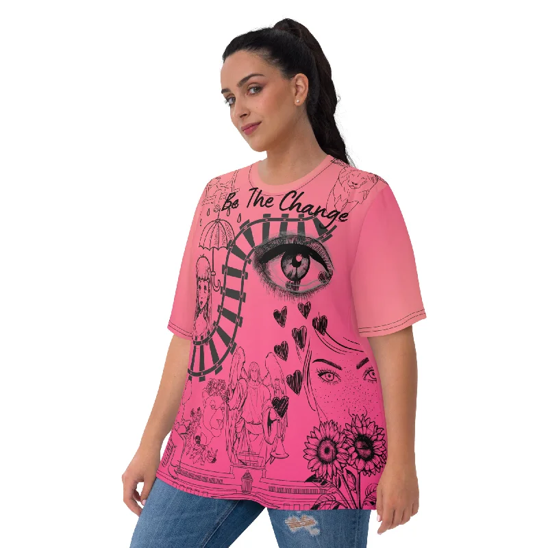 Be the change Women's T-shirt, lioness-love Print Jacquard Patchwork