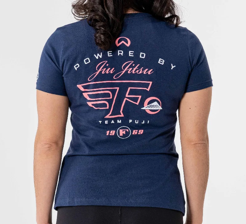 Womens Jiu Jitsu Flight T-Shirt Navy Print Jacquard Patchwork