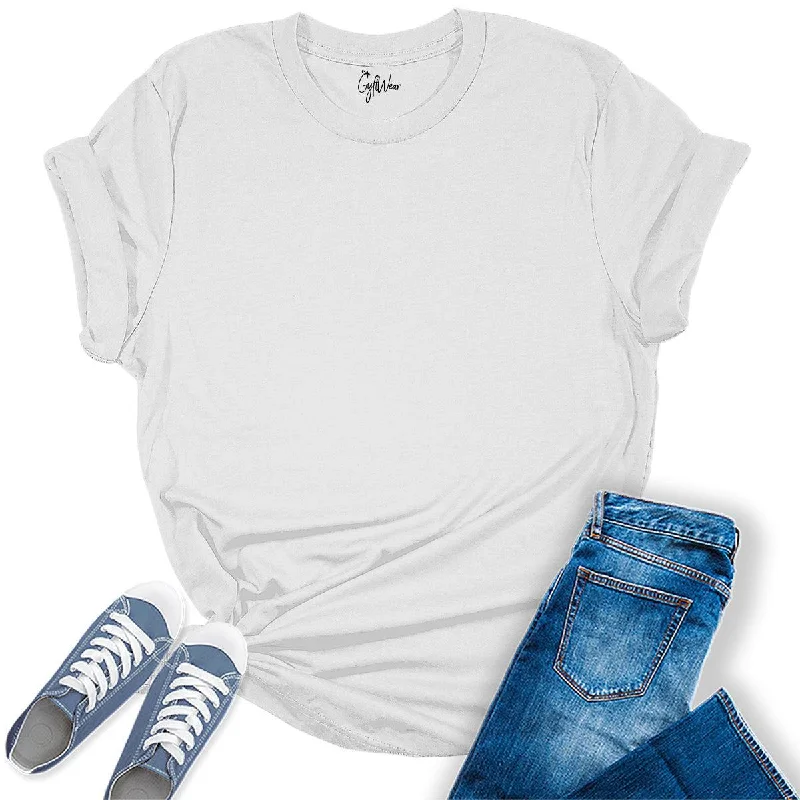 Womens White T Shirts Premium Casual Short Sleeve Shirts Oversized Tops Spandex Blend Rayon Blend Denim Blend